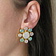 Earrings with chalcedony and quartz, large stud earrings, flower earrings. Earrings. Irina Moro. My Livemaster. Фото №4