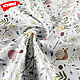 Ткань сатин Полевые цветы белая с дизайнерским принтом, Ткани, Москва,  Фото №1