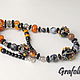 Order Long black and orange beads with stones. Grafoli jewellery. Livemaster. . Necklace Фото №3