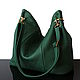Green Forest Bag made of genuine green leather with a strap, Sacks, Bordeaux,  Фото №1