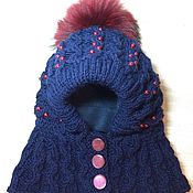 Аксессуары handmade. Livemaster - original item A set of winter. Hat helmet bib insulated fleece.. Handmade.