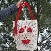 Сувениры и подарки handmade. Livemaster - original item Felted White Shopper Bag for Women Ethno Style New Year Gift. Handmade.