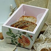 Посуда handmade. Livemaster - original item Bread box wooden decoupage solid rose shabby. Handmade.