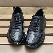 Обувь ручной работы handmade. Livemaster - original item Unisex sneakers, ostrich Shin leather, in black.. Handmade.