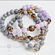Grey purple Triple bracelet - beads. Bead bracelet. Mala by Jemma. My Livemaster. Фото №4