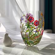 Ваза для цветов с росписью из стекла Богемия