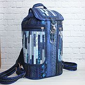 Сумки и аксессуары handmade. Livemaster - original item Patchwork Blue Backpack, with pockets, Patchwork, Textile. Handmade.