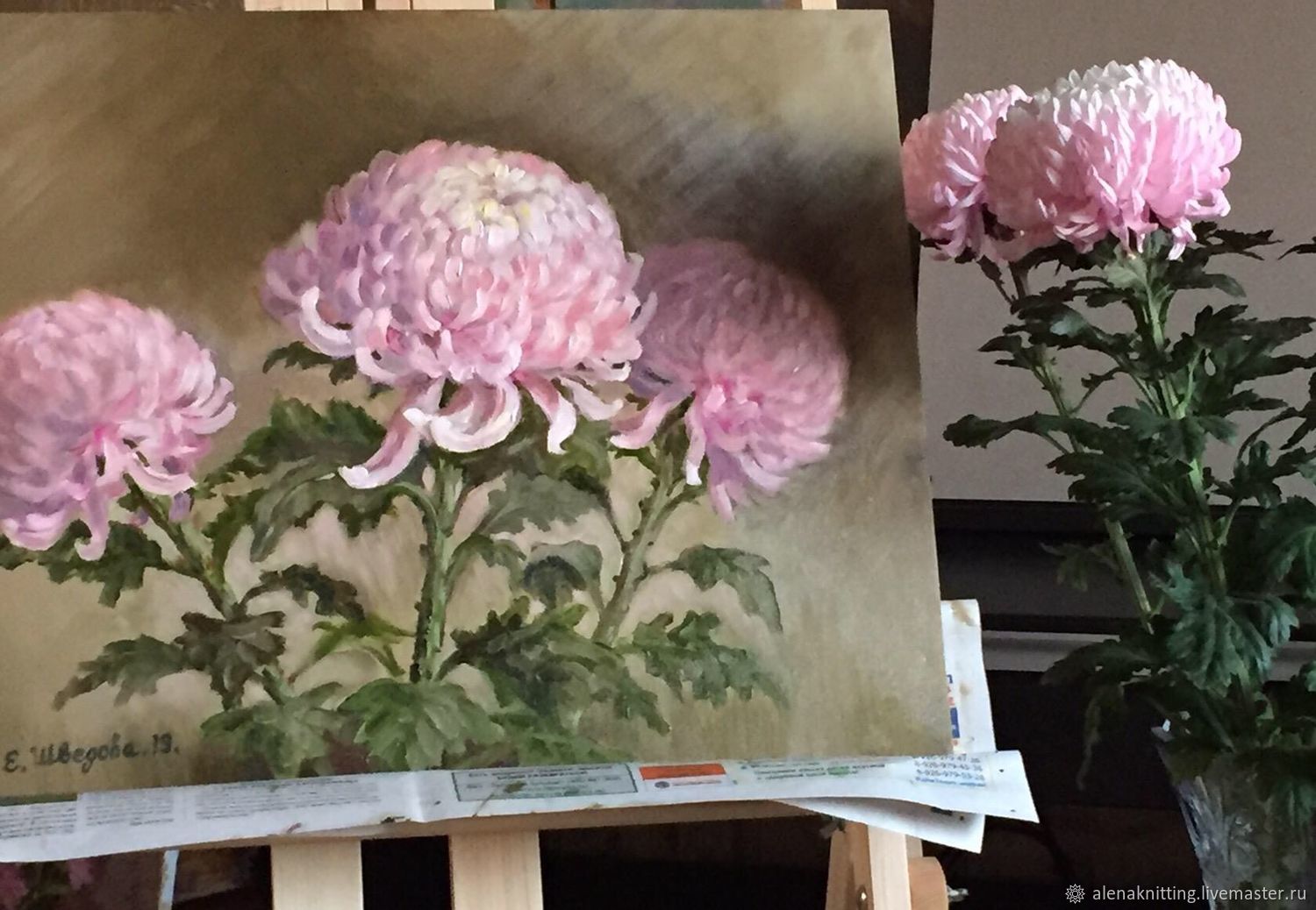 Картины: Картина маслом «Нежные хризантемы» – заказать на Ярмарке ...