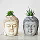 Buddha planters for cacti and succulents pot Head Buddha. Pots1. Decor concrete Azov Garden. Online shopping on My Livemaster.  Фото №2