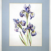 Картины и панно ручной работы. Ярмарка Мастеров - ручная работа Painting watercolor "Irises". Handmade.