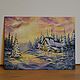 Picture miniature Christmas tree, winter day, 20h15, oil. Pictures. Valeria. My Livemaster. Фото №4