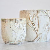 Цветы и флористика handmade. Livemaster - original item Set of concrete Bamboo pots beige without pallets. Handmade.