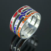 Украшения handmade. Livemaster - original item Patriot ring in 925 sterling silver and enamel. Handmade.