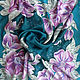 Шелковый платок «Сиреневые цветы» Сиреневый, сине-зелёный серый. Шёлк, Платки, Кисловодск,  Фото №1