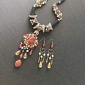 Украшения handmade. Livemaster - original item Necklace and Earrings made of natural carnelian stones. Exclusive necklace. Handmade.