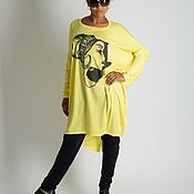 Одежда handmade. Livemaster - original item Yellow, asymmetrical print dress-TU0557PM. Handmade.