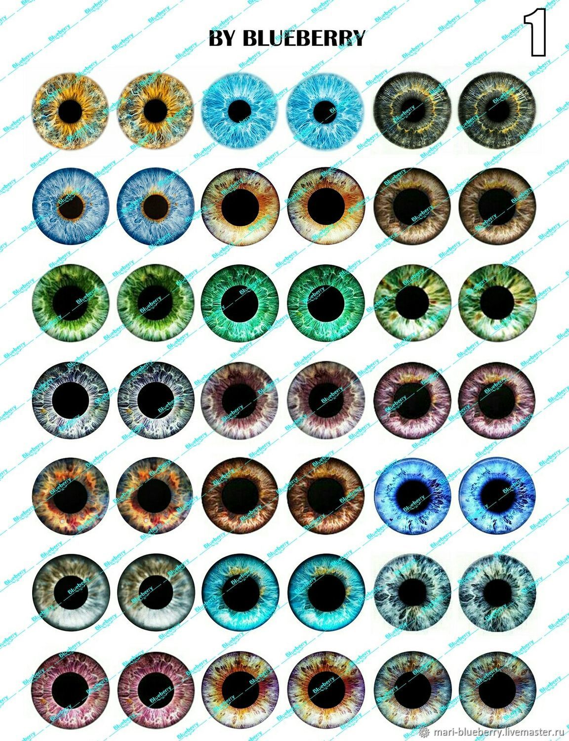 Eyes for Blythe, 14 mm, printout metallic, Tools for dolls and toys, Syktyvkar,  Фото №1