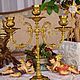 Brass candelabra for 3 candles. Germany, Vintage candlesticks, Trier,  Фото №1