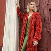 Одежда handmade. Livemaster - original item Cardigan for autumn women`s knitted loose terracotta in stock. Handmade.