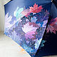 Order Umbrella with hand-painted 'Blue leaves'. UmbrellaFineArt. Livemaster. . Umbrellas Фото №3
