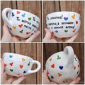 Посуда handmade. Livemaster - original item A cup A mug Hearts and pussies You are a beauty You are always on time A gift. Handmade.