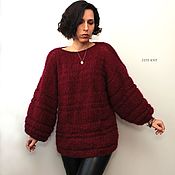 Одежда handmade. Livemaster - original item Jumpers: elegant jumper made of Bordeaux mohair. Handmade.
