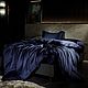 Bed linen made of tencel blue TENSEL dark blue. Euro, Bedding sets, Cheboksary,  Фото №1