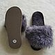 Order Mouton slippers with arctic fox women's gray-brown. Warm gift. Livemaster. . Flip flops Фото №3