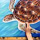  Картина Черепаха в лазурном море, холст 50 х 50см. Картины. MariaDavi Art. Ярмарка Мастеров.  Фото №4