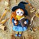 Сувенирная интерьерная кукла на Хэллоуин ведьмочка Катарина, Интерьерная кукла, Белая Калитва,  Фото №1