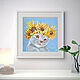 Order Picture cat in a wreath of sunflowers oil Painting cute cat. Yulia Berseneva ColoredCatsArt. Livemaster. . Pictures Фото №3