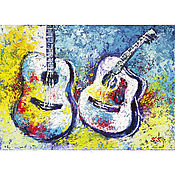 Картины и панно handmade. Livemaster - original item Modern Guitar Painting Music Humor New Year Gift. Handmade.