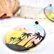 Украшения handmade. Livemaster - original item Transparent round island Earrings with palm Trees Sea Sand Tropics. Handmade.