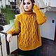  Women's sweater with a neck knitted in mustard color to buy, Jumpers, Yoshkar-Ola,  Фото №1