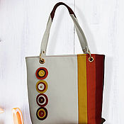 Сумки и аксессуары handmade. Livemaster - original item Leatheк white yellow red colourful bag with dots. Handmade.