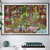 Картины и панно handmade. Livemaster - original item Large poster in the children`s room Forest of Wonders Summer Pictures for children. Handmade.