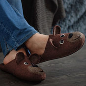 Обувь ручной работы handmade. Livemaster - original item Felted Men`s Teddy Bear Slippers. Handmade.