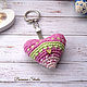 Keychain 5 cm Knitted Heart Pink Jacquard, Fun, Moscow,  Фото №1