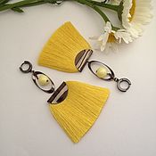 Украшения handmade. Livemaster - original item Yellow with black brush earrings. Handmade.