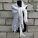Scarf Fishue Bactus Openwork Shawl With Knitting Needles Katerina White. Shawls. Yuliya Chernova. My Livemaster. Фото №4