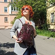 Сумки и аксессуары handmade. Livemaster - original item Backpacks: Small women`s leather backpack brown Burgundy Lois. Handmade.
