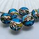 Бусины Стеклянные лэмпворк "На дне морском голубые" Lampwork. Бусины. Оксана Искуснова украшения лэмпворк (SOVARTstudio). Ярмарка Мастеров.  Фото №5