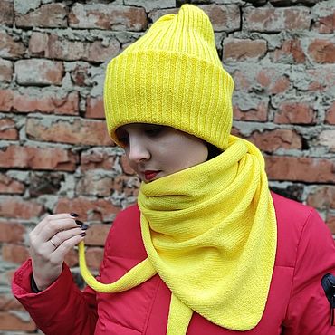 Комплект Солнечный шапка и платок. Оксана Акимова Вязание на заказ. Аксессуары ручной работы - Ярмарка Мастеров Аксессуары ручной работы. Ярмарка Мастеров - ручная работа Комплект Солнечный шапка и платок. Handmade.