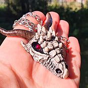 Украшения handmade. Livemaster - original item Dragon, symbol of the year 2024, Dragon Skull Pendant, Swarovski Crystals. Handmade.