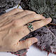 Golden Barahir ring with emerald 'Aragorn Ring'. Rings. Unusual Gemstone Jewelry. My Livemaster. Фото №6