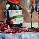 Bottle of champagne and pomegranate interior painting. Pictures. Vladyart. Online shopping on My Livemaster.  Фото №2