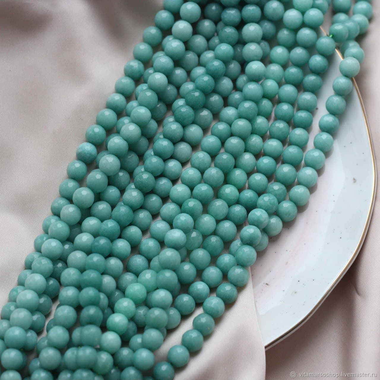 Агат бирюзовый 8 мм, 1/2 нити, К164 – купить на Ярмарке Мастеров ...