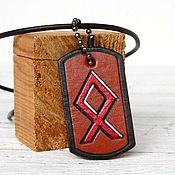Украшения handmade. Livemaster - original item Custom Leather Pendant Runes Futhark, Text Necklace. Handmade.