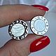 Винтаж: Серьги круглые bvlgari с перламутром. Серьги винтажные. Винтажные украшения, браслеты из камней. Ярмарка Мастеров.  Фото №6