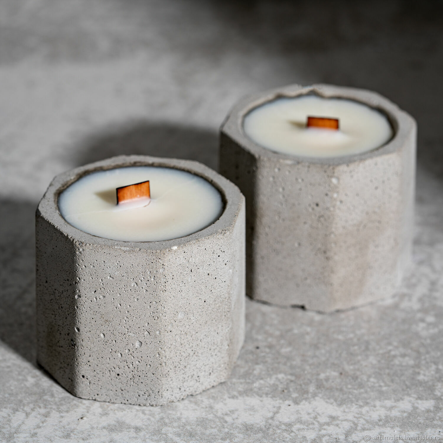 Свеча - камин в бетонном кашпо. Сет - 2 шт. в интернет-магазине на ...
